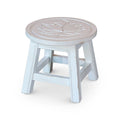 Carved Rubberwood Step Stool with Decorative Motif