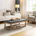 Upholstered Traditional Rectangular Cocktail Ottoman with Tray