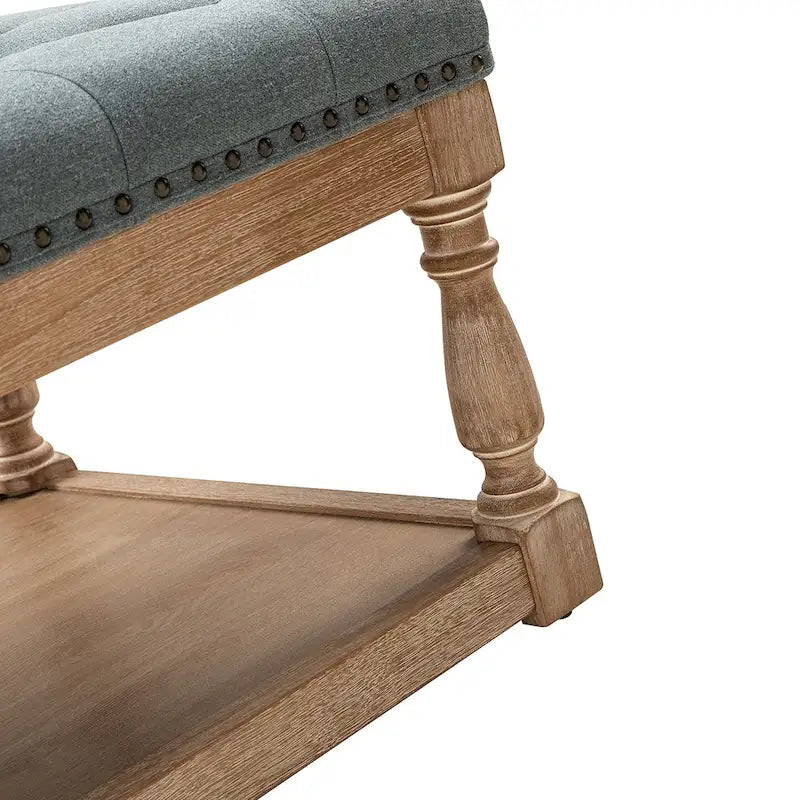 Upholstered Traditional Rectangular Cocktail Ottoman with Tray