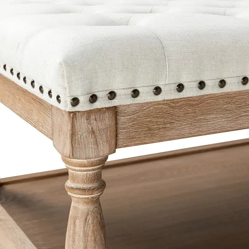 Upholstered Traditional Rectangular Cocktail Ottoman with Tray