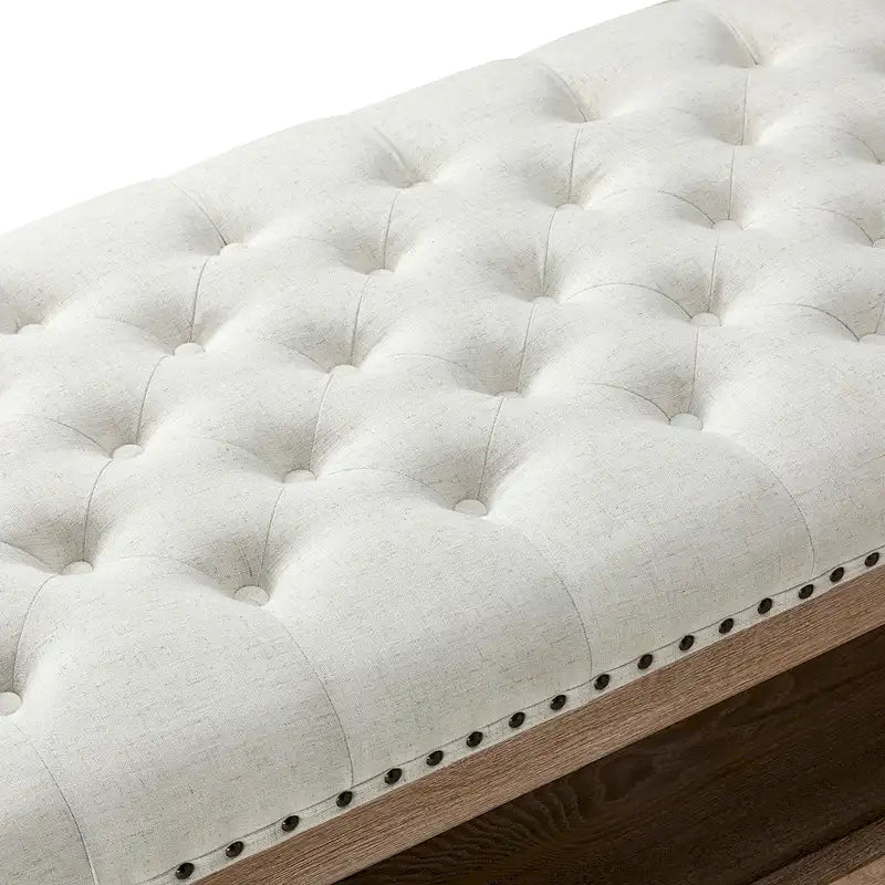 Upholstered Traditional Rectangular Cocktail Ottoman with Tray
