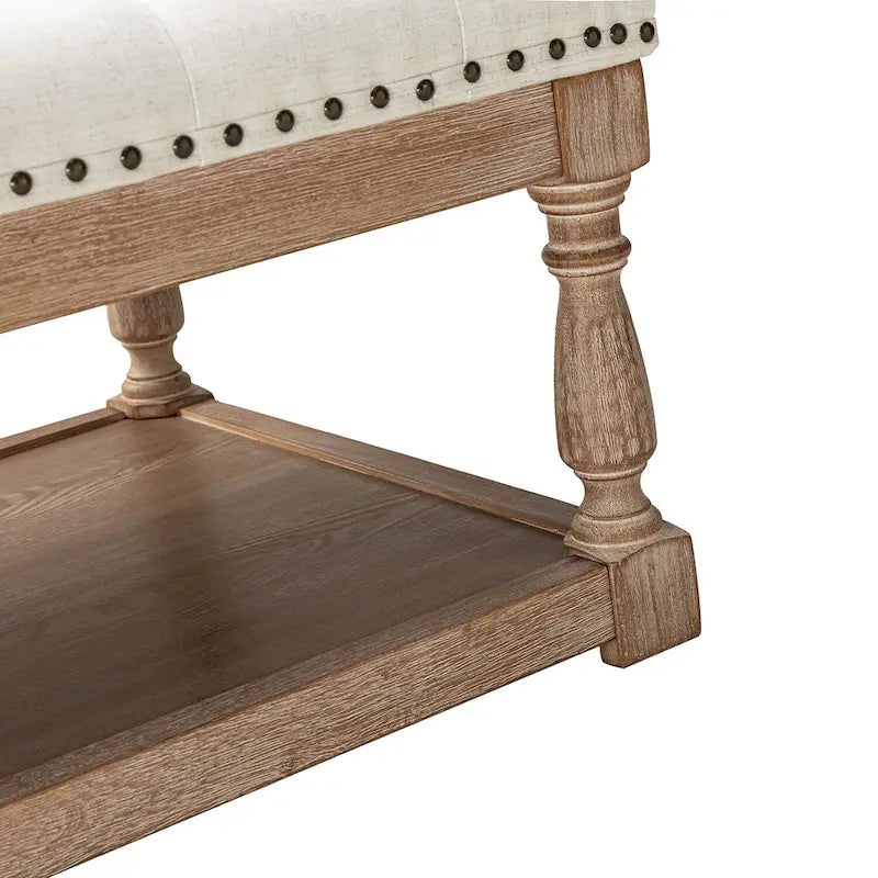Upholstered Traditional Rectangular Cocktail Ottoman with Tray