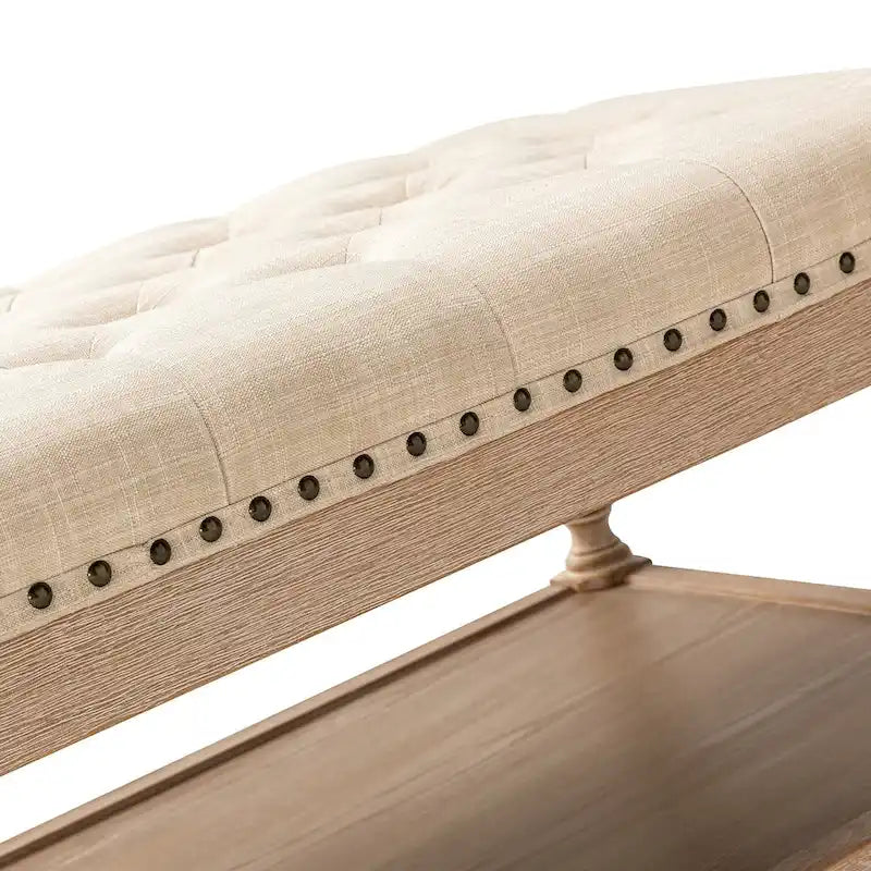 Upholstered Traditional Rectangular Cocktail Ottoman with Tray