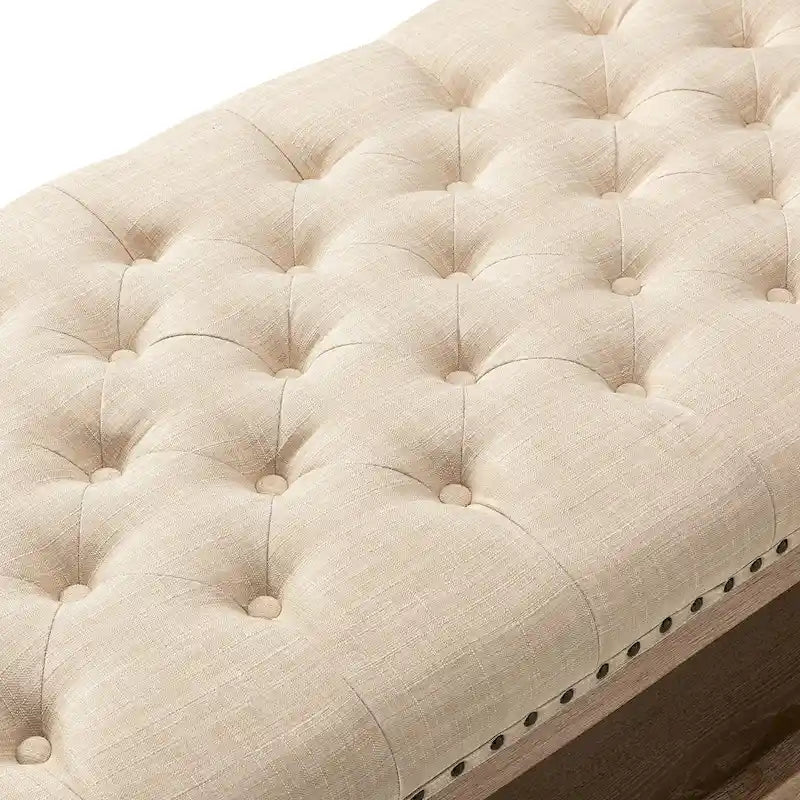 Upholstered Traditional Rectangular Cocktail Ottoman with Tray