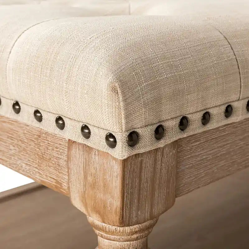 Upholstered Traditional Rectangular Cocktail Ottoman with Tray
