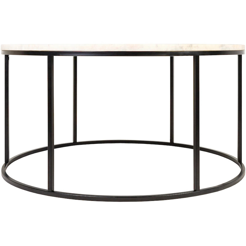 Modern Round Mixed Material Coffee Table with Metal Frame