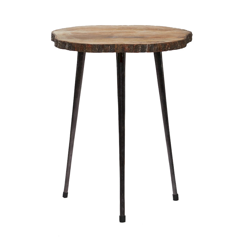 Mango Wood Round Accent Table - Brown