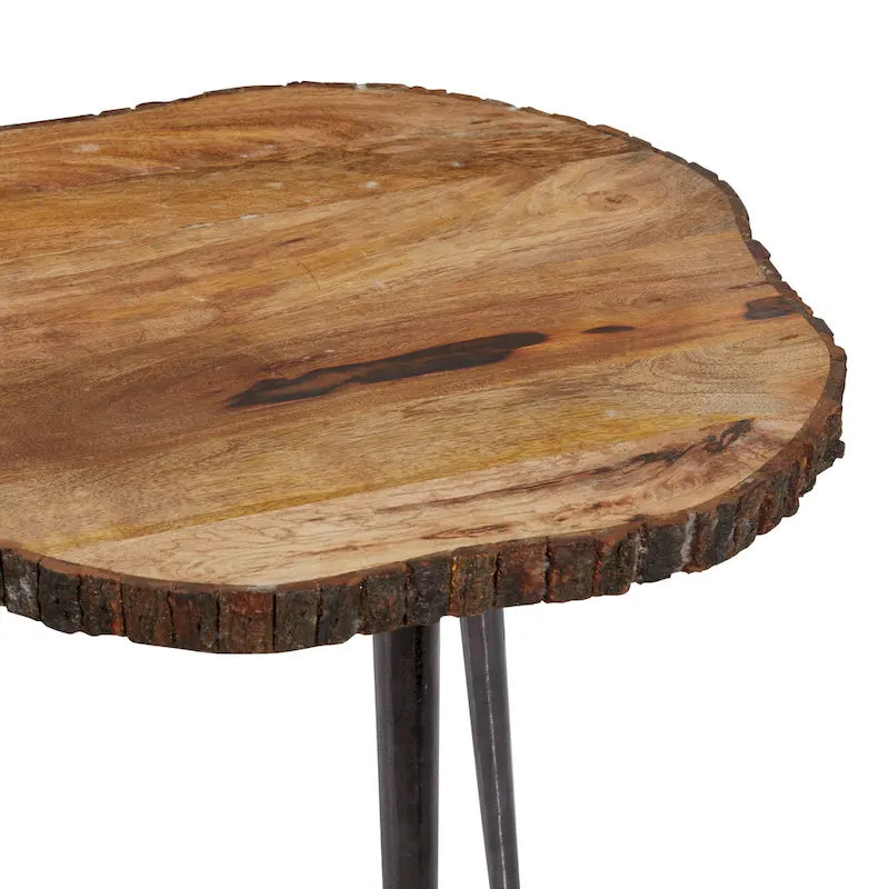 Mango Wood Round Accent Table - Brown