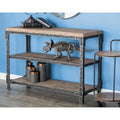 2-Shelf Industrial Wood and Metal Console Table - Brown