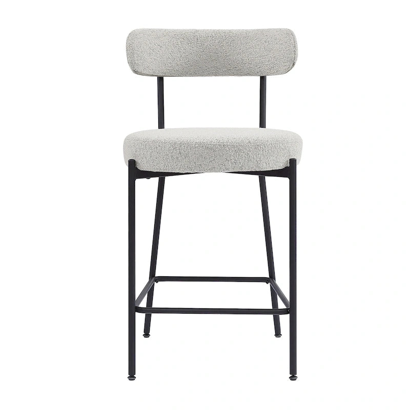 Boucle Counter Stool - Matte Black Steel Frame