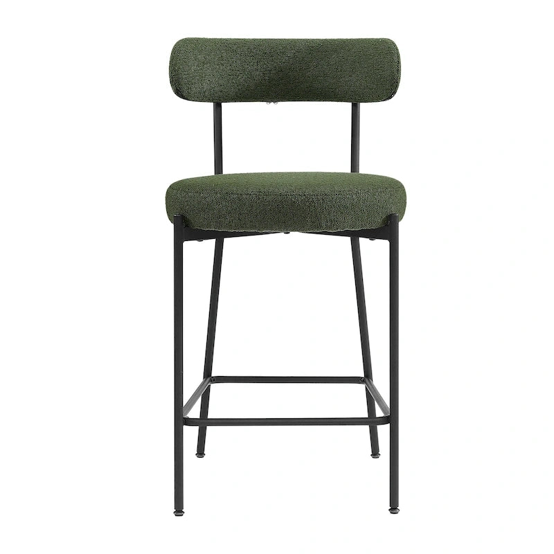 Boucle Counter Stool - Matte Black Steel Frame
