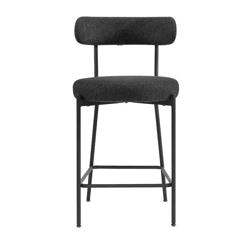 Boucle Counter Stool - Matte Black Steel Frame
