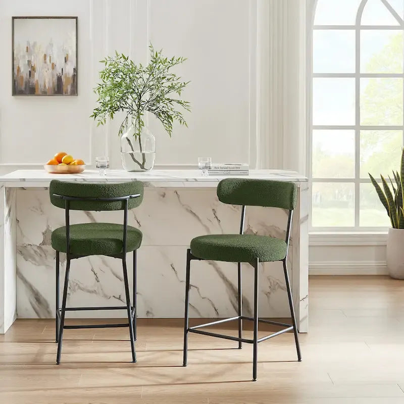 Boucle Counter Stool - Matte Black Steel Frame