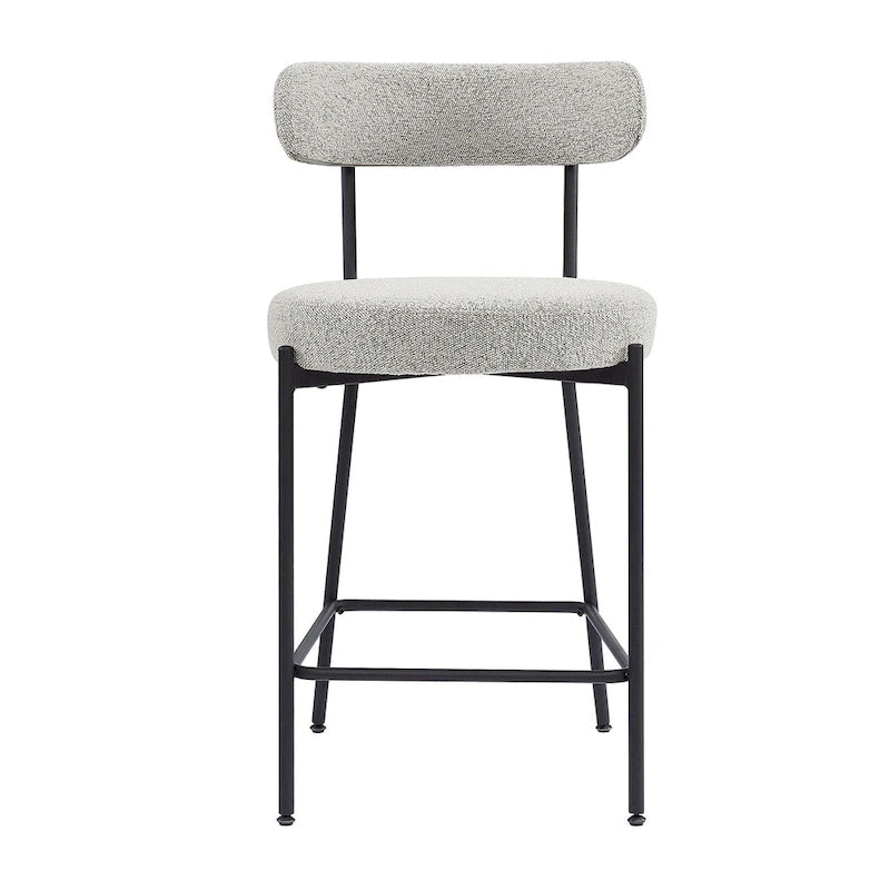 Boucle Counter Stool - Matte Black Steel Frame