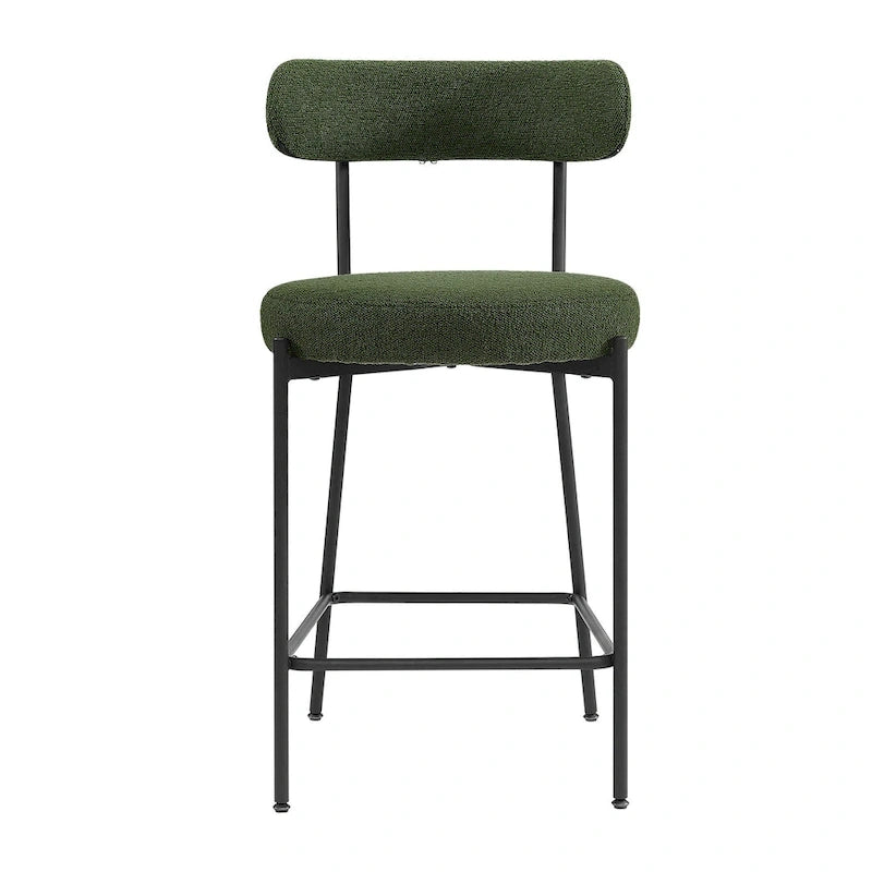 Boucle Counter Stool - Matte Black Steel Frame