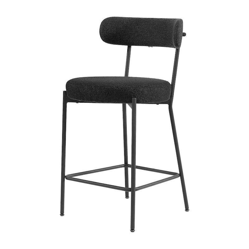 Boucle Counter Stool - Matte Black Steel Frame