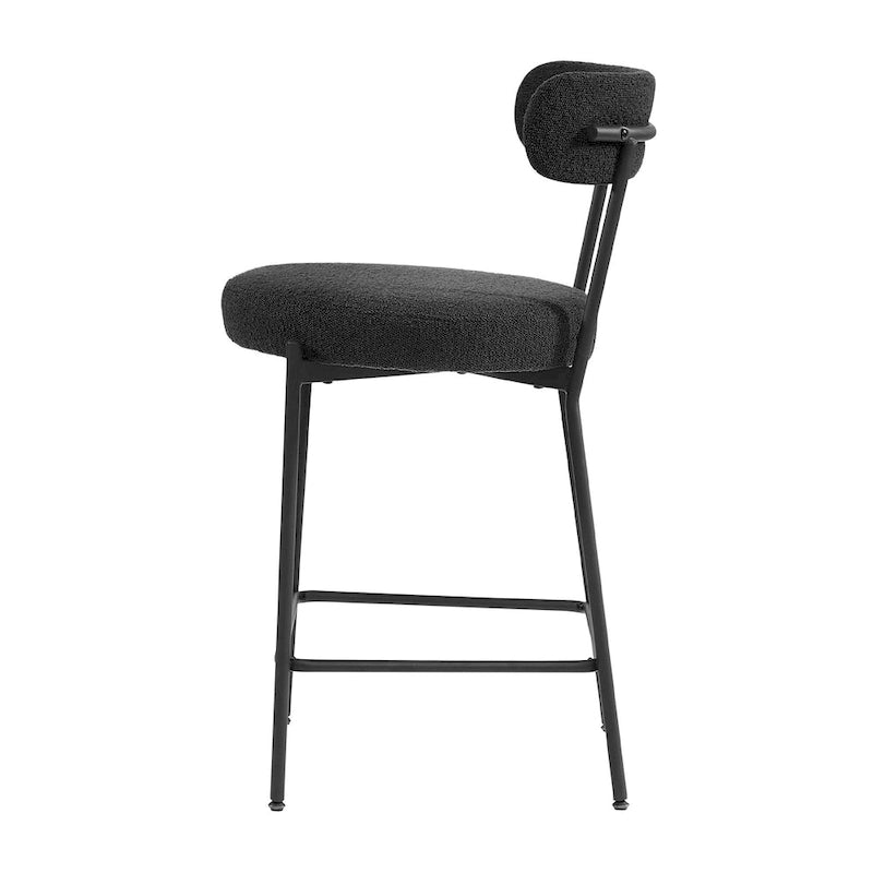 Boucle Counter Stool - Matte Black Steel Frame