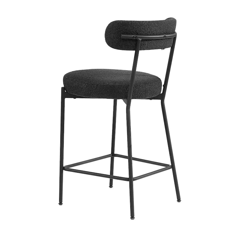 Boucle Counter Stool - Matte Black Steel Frame