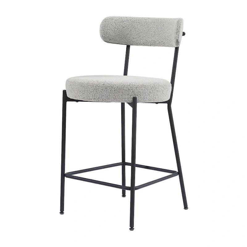 Boucle Counter Stool - Matte Black Steel Frame