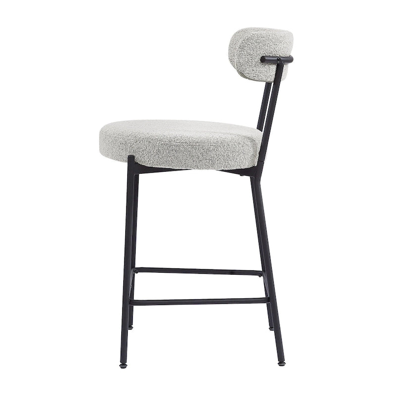 Boucle Counter Stool - Matte Black Steel Frame