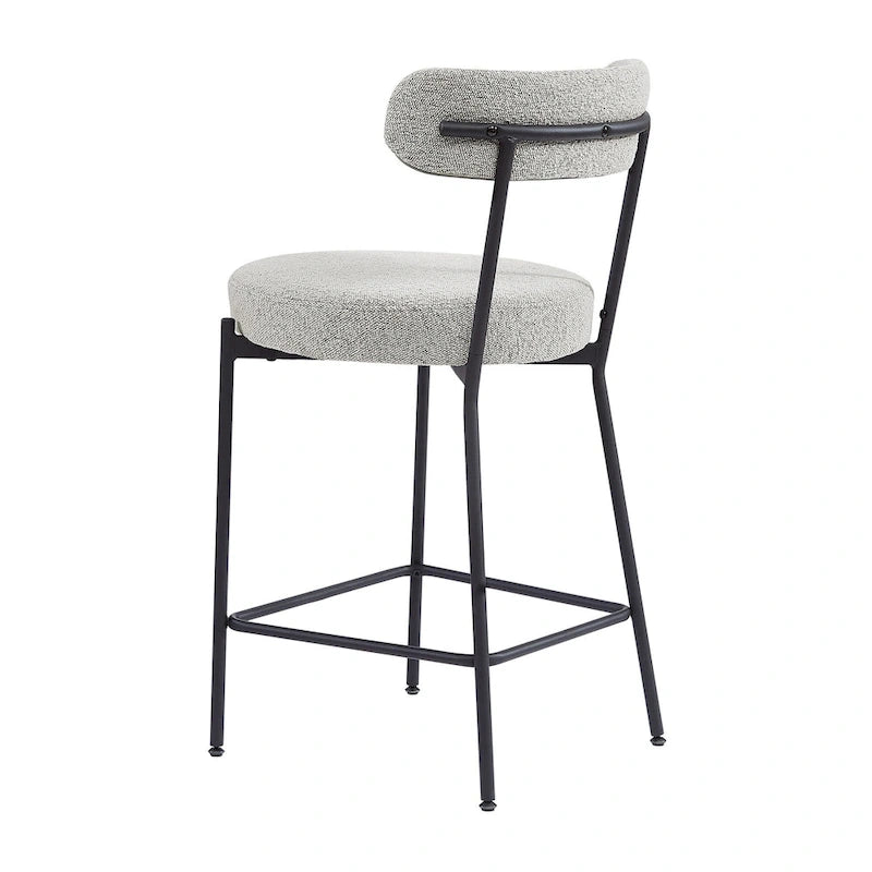 Boucle Counter Stool - Matte Black Steel Frame