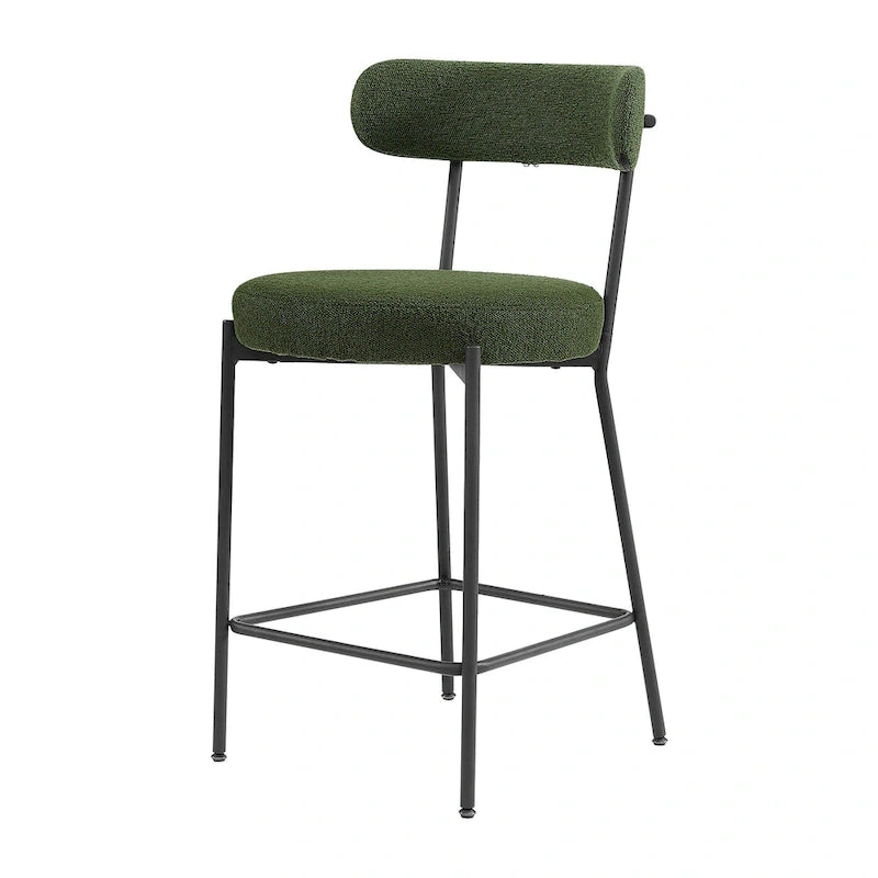 Boucle Counter Stool - Matte Black Steel Frame