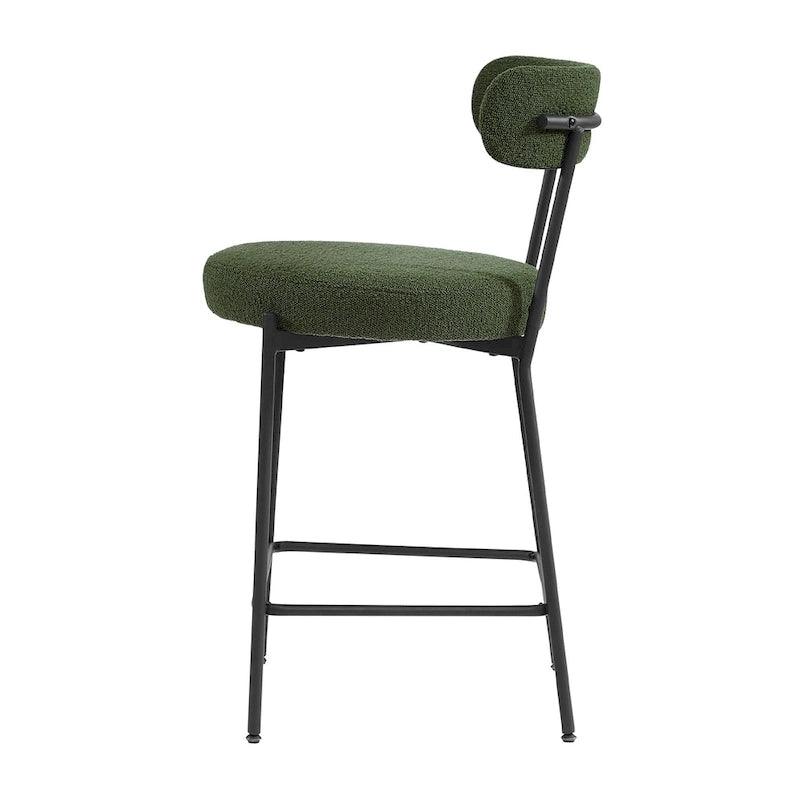 Boucle Counter Stool - Matte Black Steel Frame