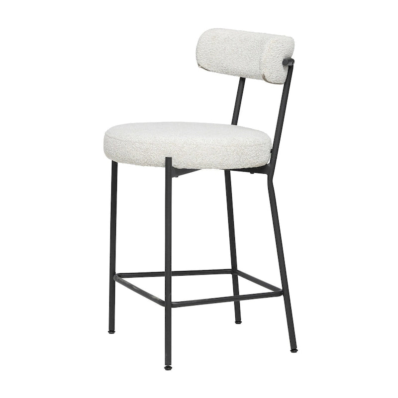 Boucle Counter Stool - Matte Black Steel Frame
