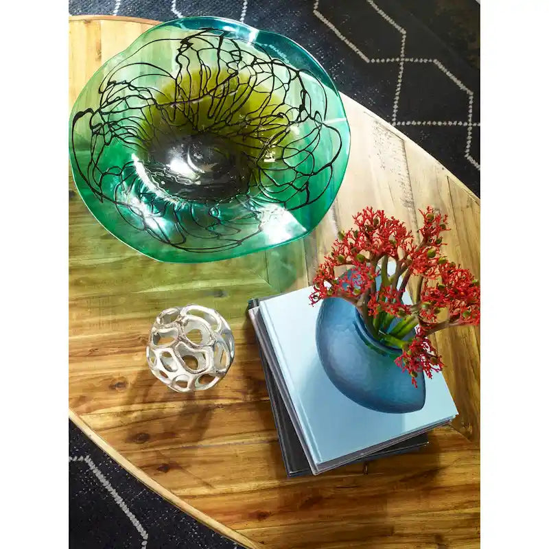 Rustic Farmhouse Oval Acacia Wood Coffee Table