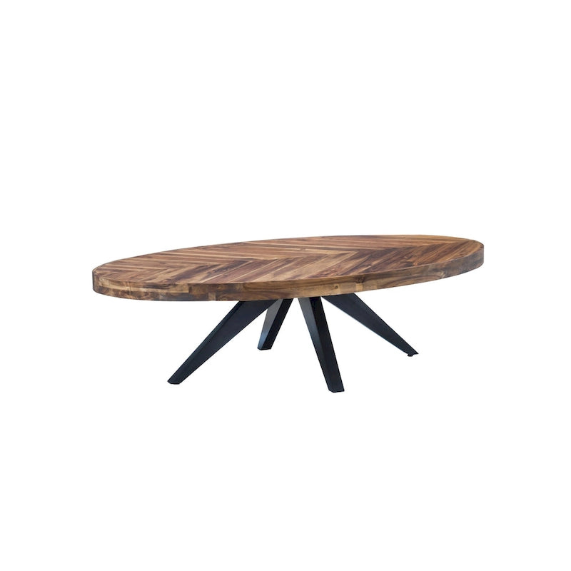 Rustic Farmhouse Oval Acacia Wood Coffee Table