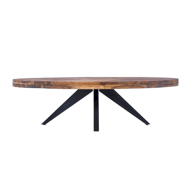 Rustic Farmhouse Oval Acacia Wood Coffee Table