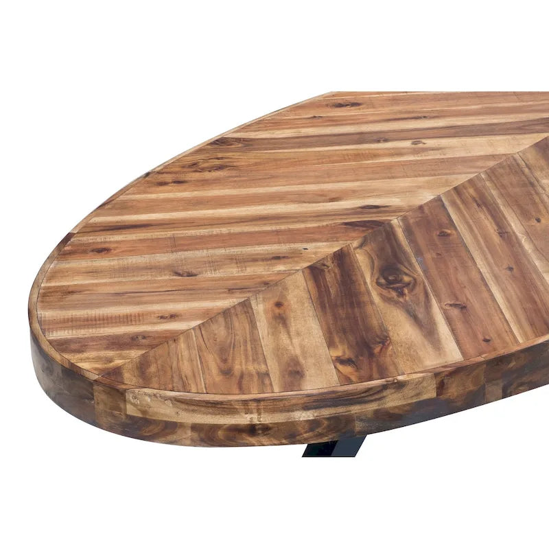 Rustic Farmhouse Oval Acacia Wood Coffee Table