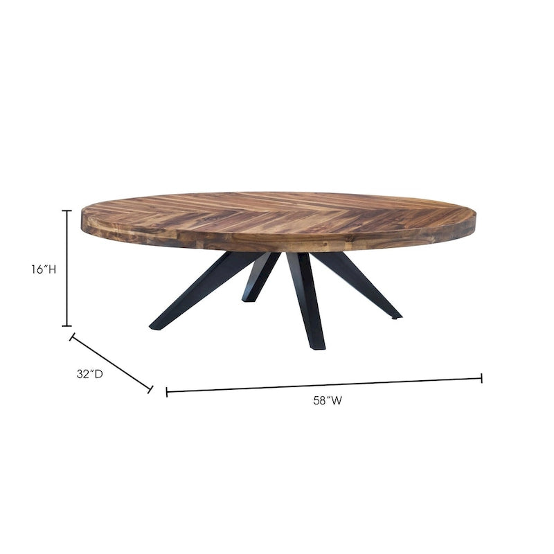 Rustic Farmhouse Oval Acacia Wood Coffee Table