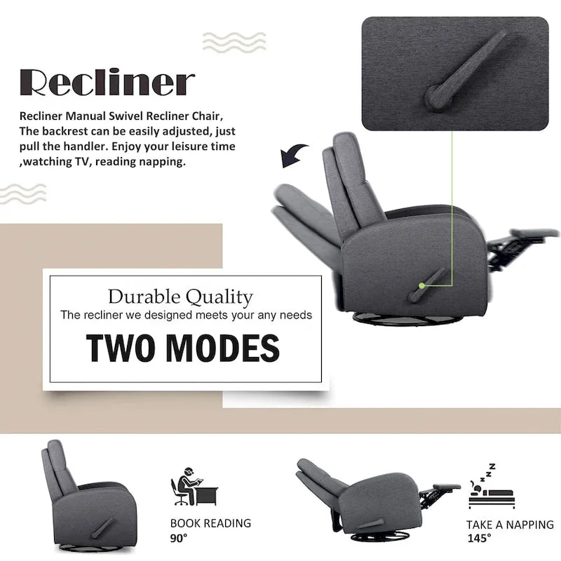 Manual Glider Recliner Rocker Swivel Accent Chair