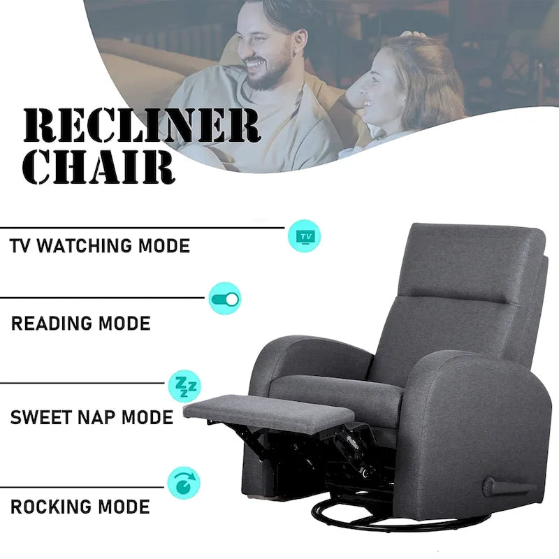 Manual Glider Recliner Rocker Swivel Accent Chair