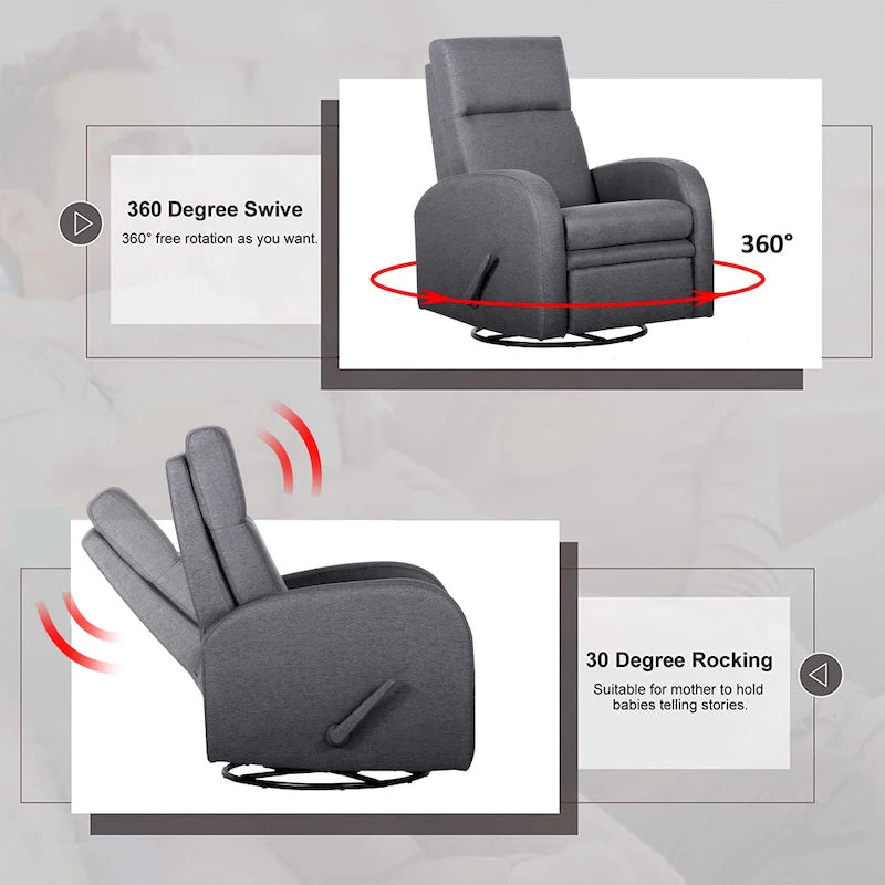 Manual Glider Recliner Rocker Swivel Accent Chair
