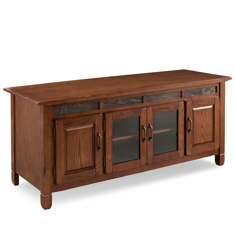 Rustic Oak Enclosed Storage TV Stand - Fits TVs up to 65"