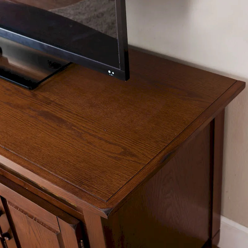 Rustic Oak Enclosed Storage TV Stand - Fits TVs up to 65"