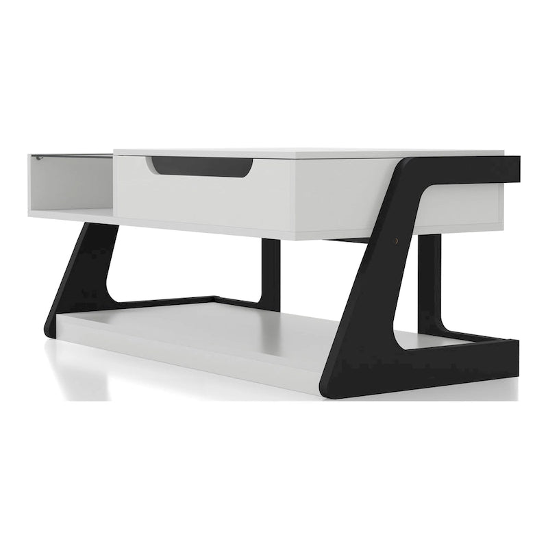 Contemporary White 49-Inch Lift-Top Coffee Table with Storage