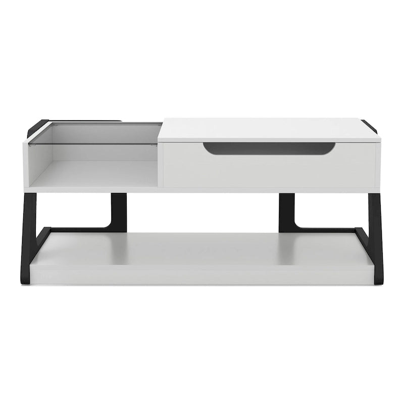 Contemporary White 49-Inch Lift-Top Coffee Table with Storage