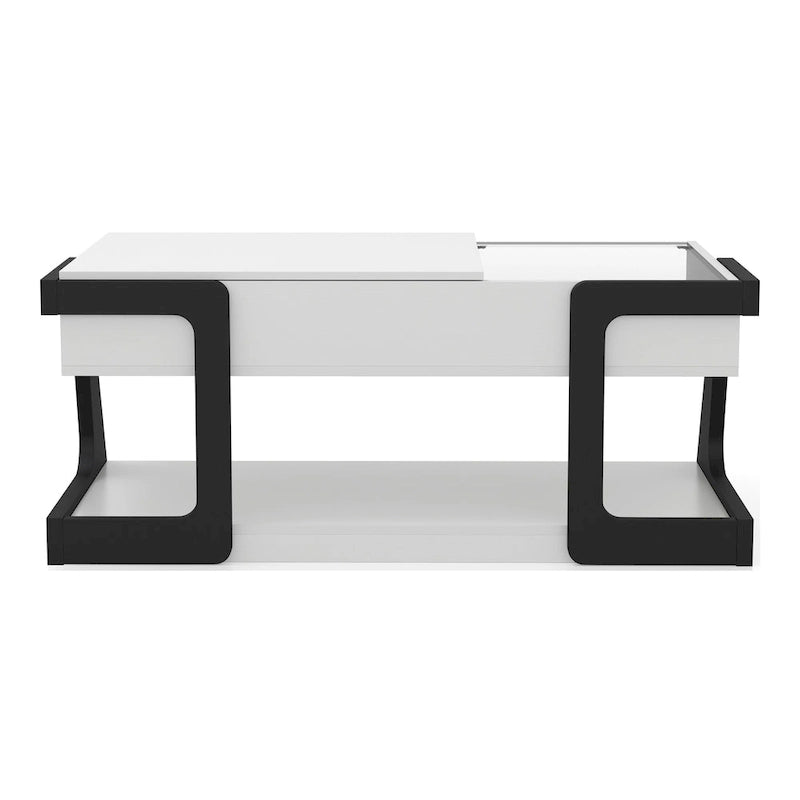 Contemporary White 49-Inch Lift-Top Coffee Table with Storage