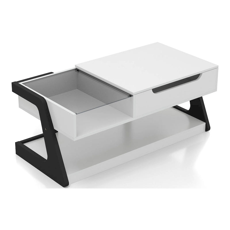 Contemporary White 49-Inch Lift-Top Coffee Table with Storage