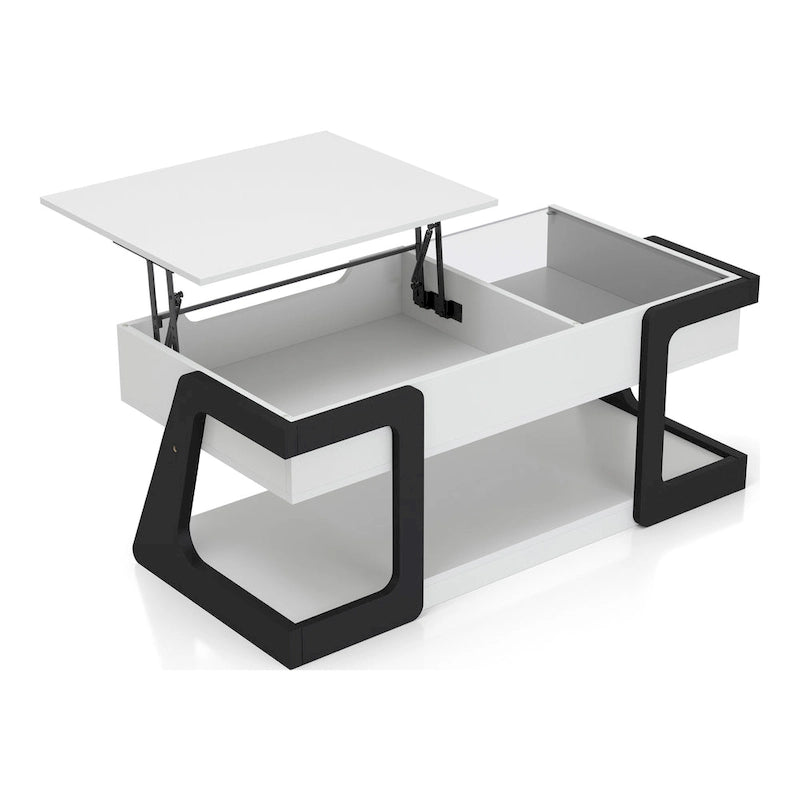 Contemporary White 49-Inch Lift-Top Coffee Table with Storage