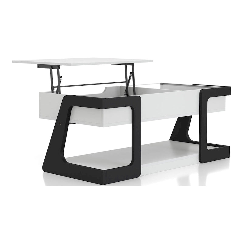 Contemporary White 49-Inch Lift-Top Coffee Table with Storage