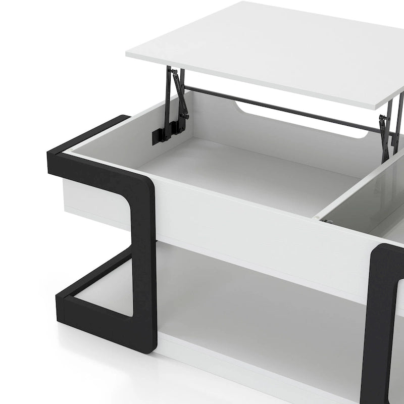 Contemporary White 49-Inch Lift-Top Coffee Table with Storage