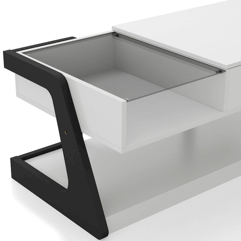 Contemporary White 49-Inch Lift-Top Coffee Table with Storage