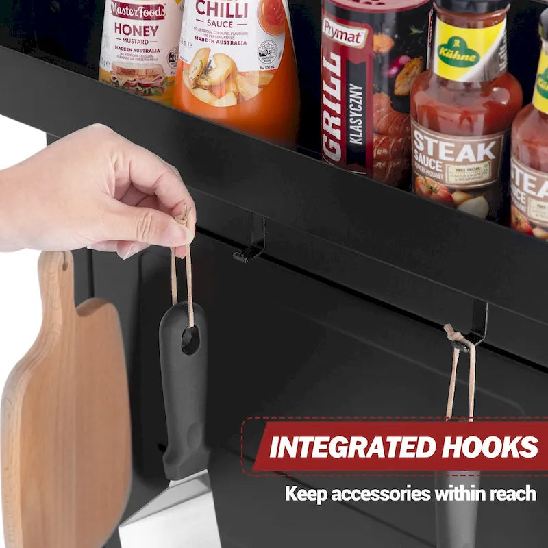 Movable Outdoor Kitchen Cart with Stainless Steel Countertop and Storage