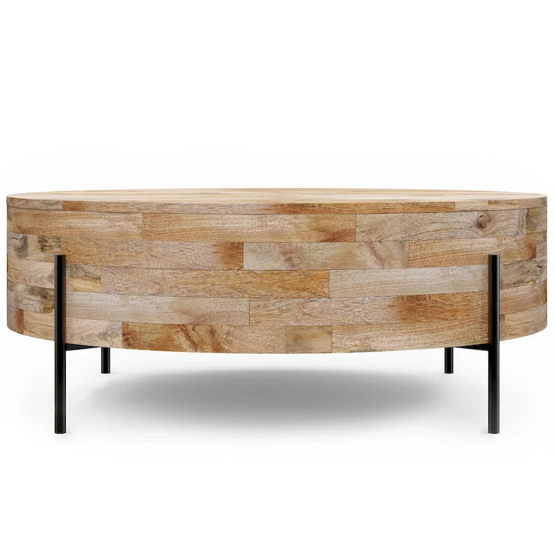 Modern Industrial Round Drum Coffee Table - 38" Diameter