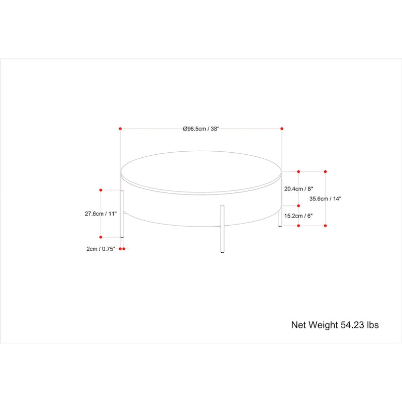 Modern Industrial Round Drum Coffee Table - 38" Diameter