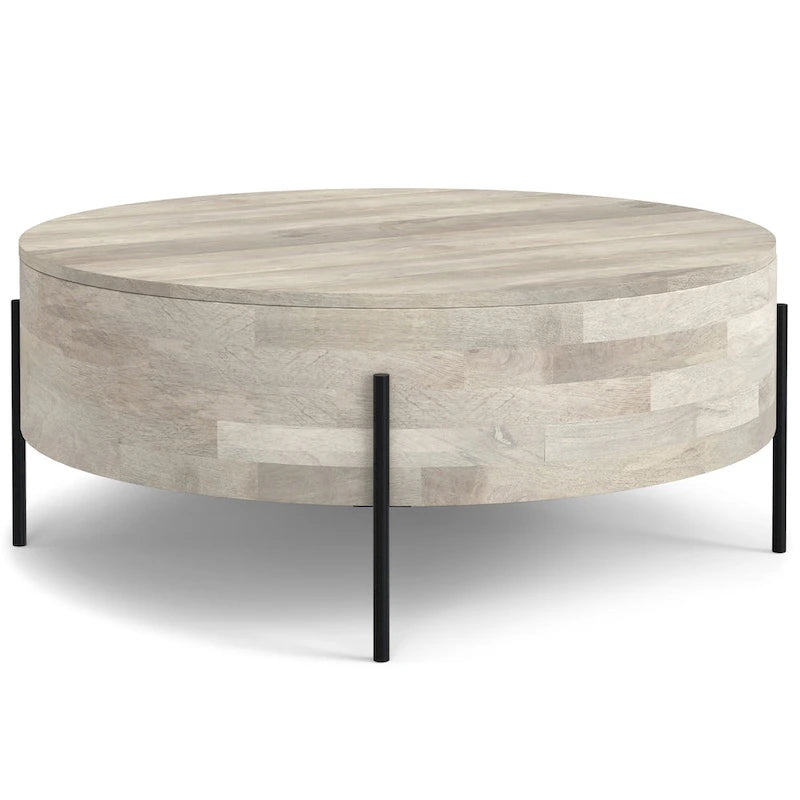 Modern Industrial Round Drum Coffee Table - 38" Diameter